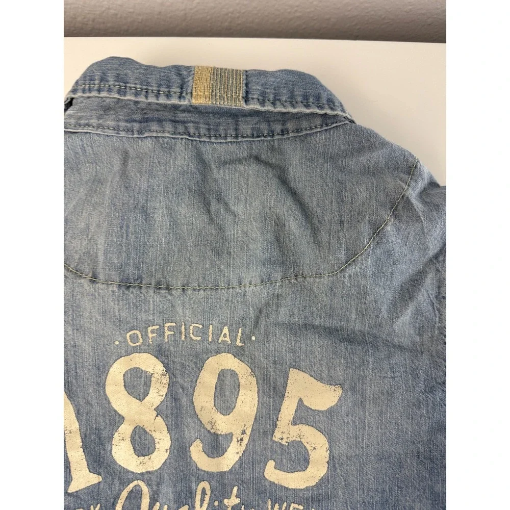 OskKosh B'gosh Western Peral Snap Chambray Youth Boys Shirt Size 10‎